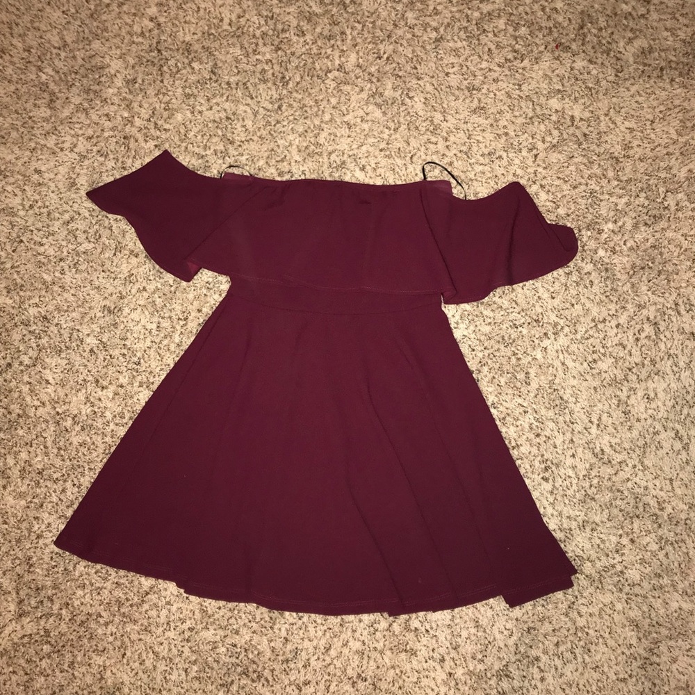 Burgundy Off the Shoulder Dress